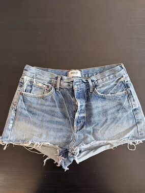 AGOLDE Denim Shorts Size 28 | High Rise Distressed Raw Hem